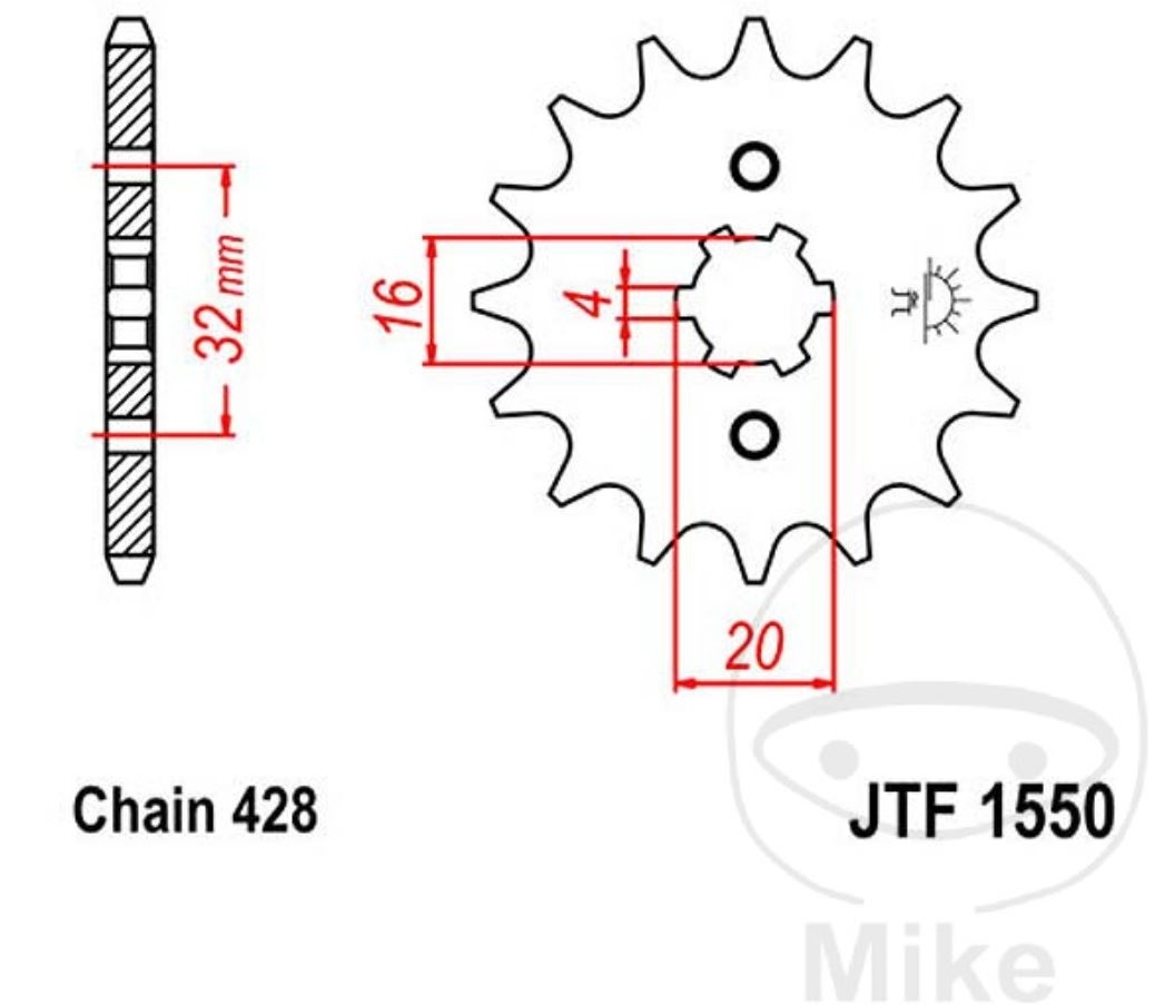 JT Ritzel 15 Z Teilung 428 für Yamaha DT WR YZF-R 125 Beta RE RR Husqvarna Rieju