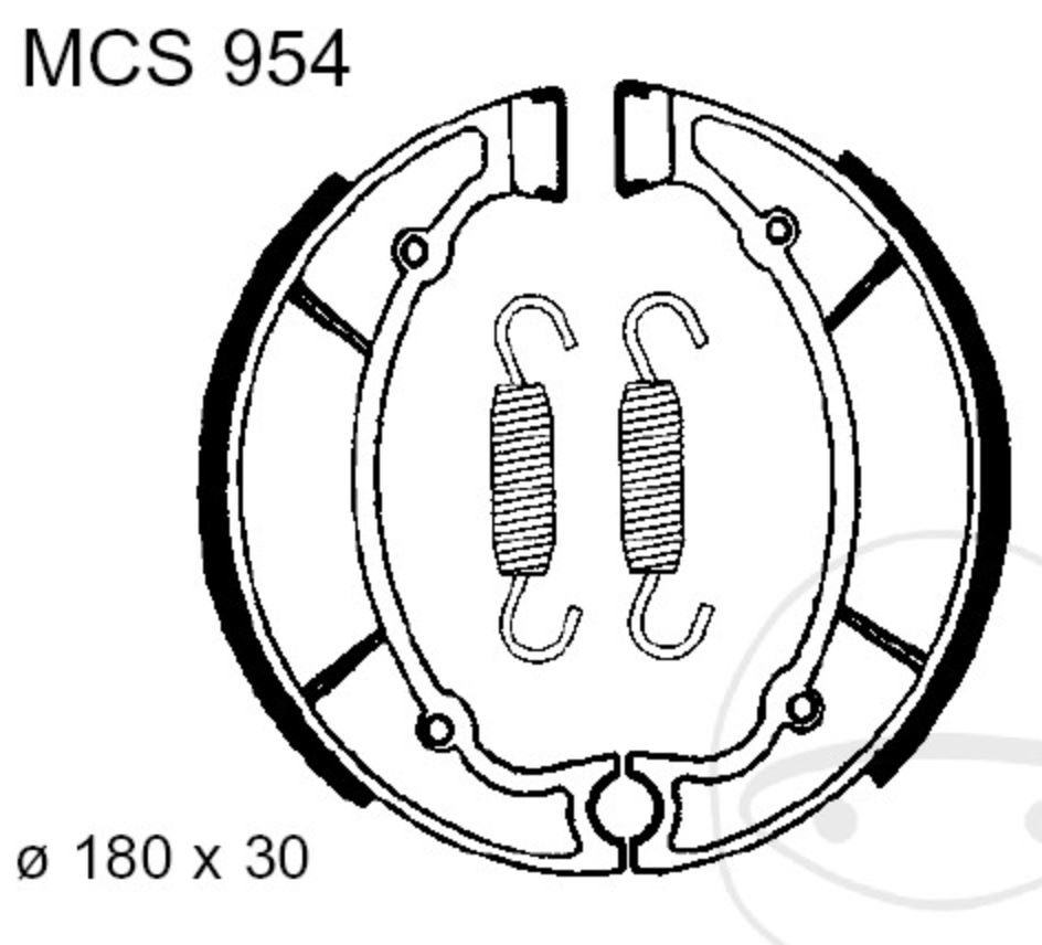 TRW Bremsbacken mit Federn MCS954 180x30mm für Yamaha RD 250 350 XS 650