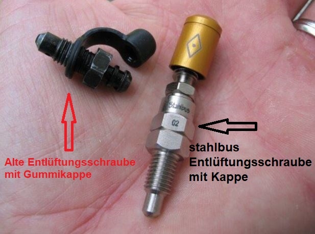 SB-110313 2x stahlbus Schnell-Entlüfterschraube Entlüftungsventil M8x1.25x22 + Ventilkappe Gold