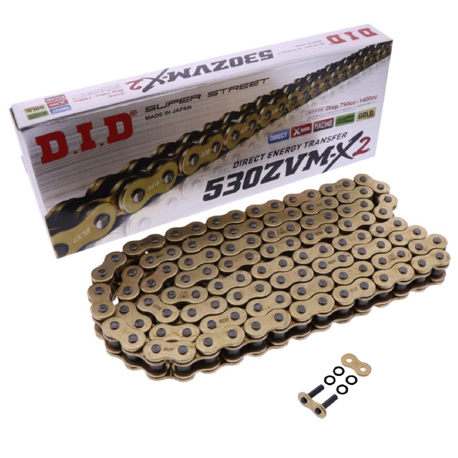 DID X-Ringkette Kettensatz gold für Suzuki GSX-R 1000 2001 - 2006 K1-K6 530 Teilung 110 Glieder