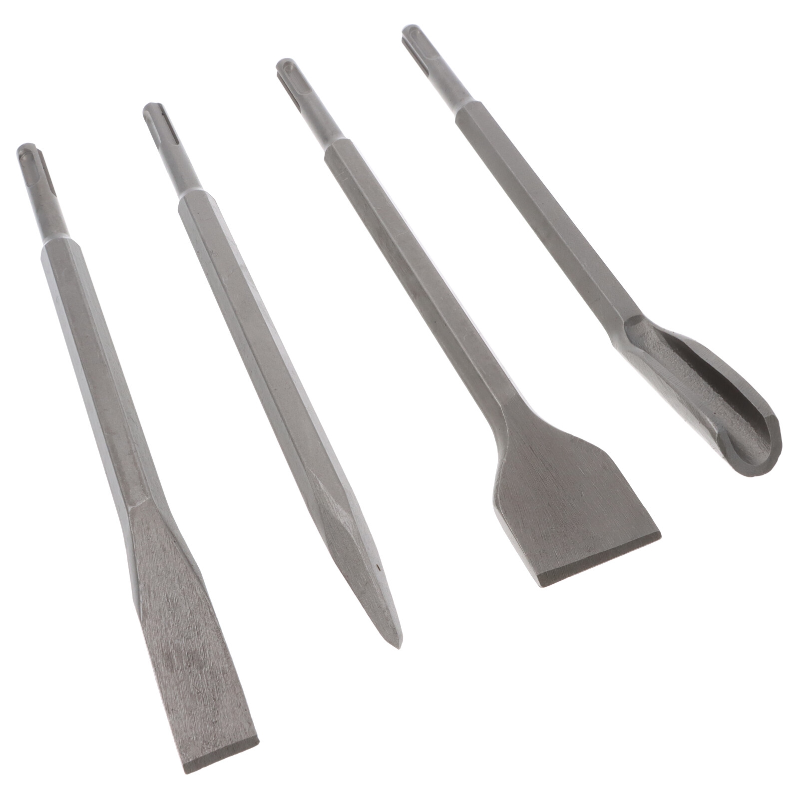 4-teiliges SDS-Plus Meißelset 250 mm Spitzmeißel Breitmeißel Hohlmeißel Flachmeißel