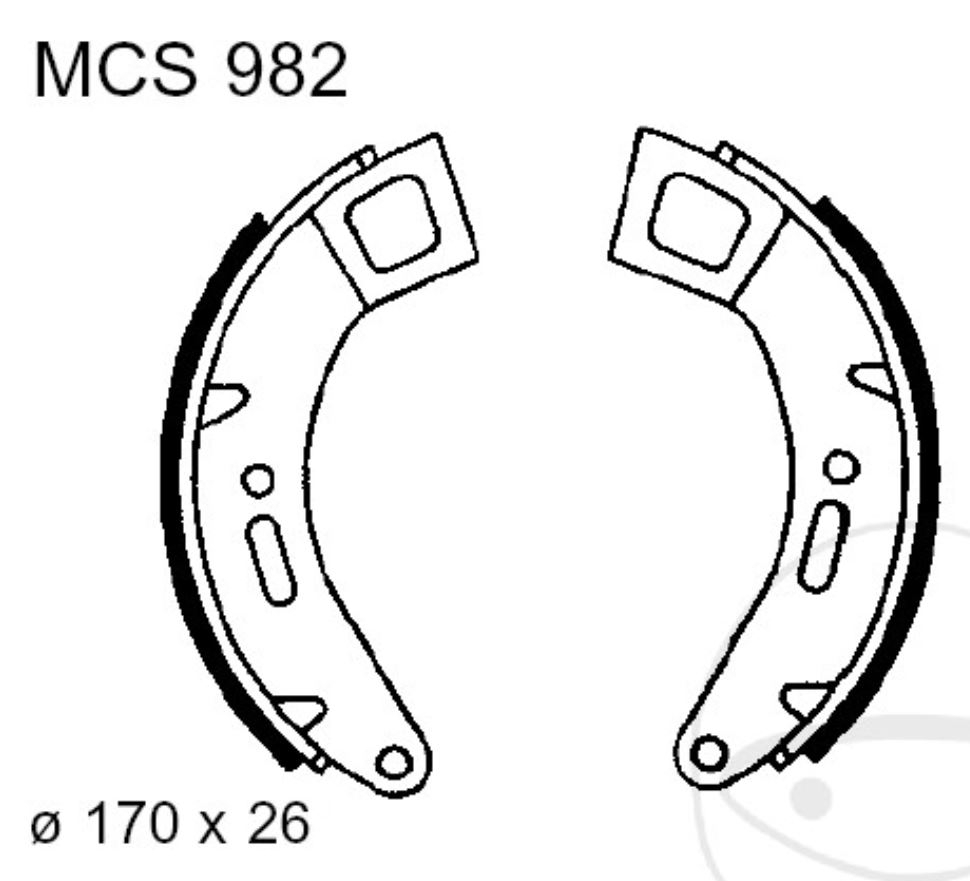 TRW Bremsbacken ohne Federn MCS982 170x26mm für Piaggio Cosa 125 200