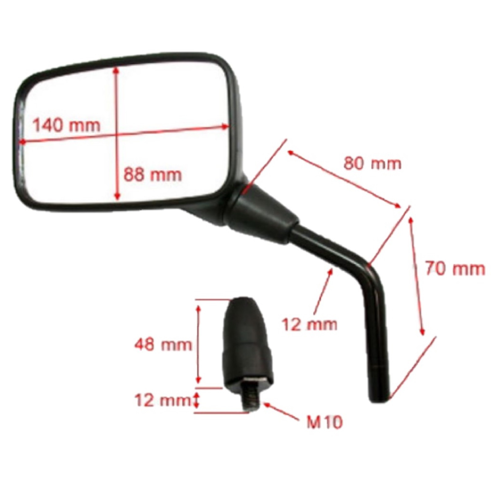 Spiegelpaar für Kawasaki ER-6N 650 A B 2005-2008 KLE 650 A B 2007-2009 in schwarz mit M10 Rechtsgewinde e-geprüft