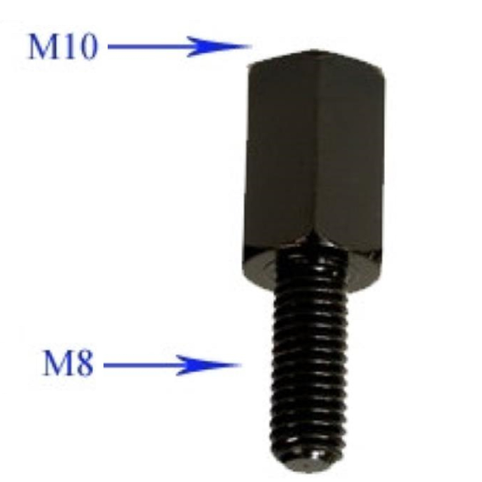 Spiegeladapter M8 auf M10 1.25 mm schwarz