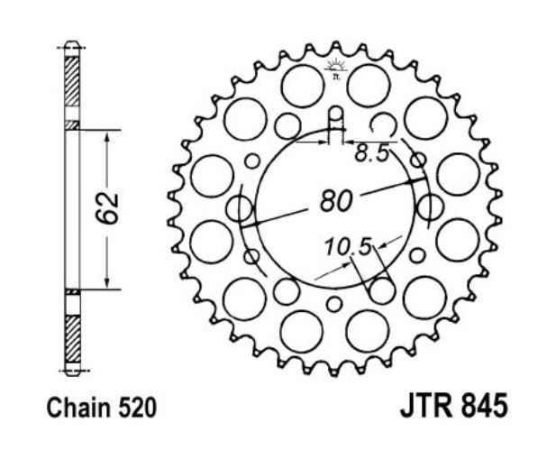 JT Kettenrad 47 Zähne Teilung 520 / JTR845.47 JT Sprockets