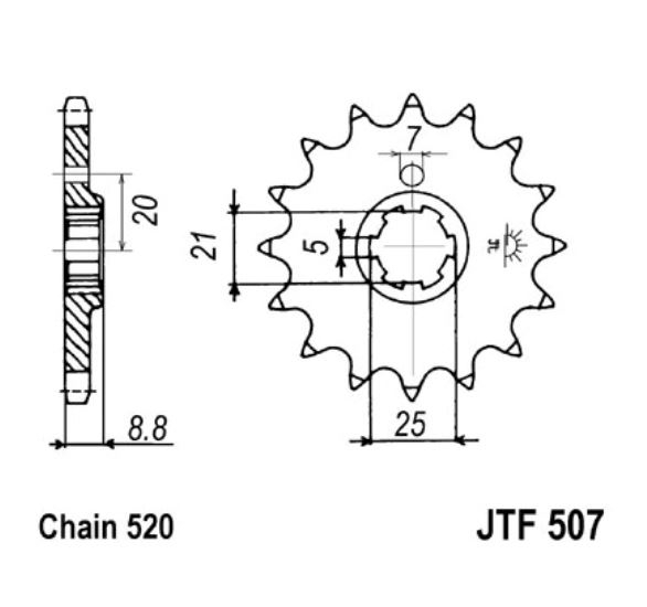 JT Ritzel 15 Zähne Teilung 520 / 507.15 JT Sprockets