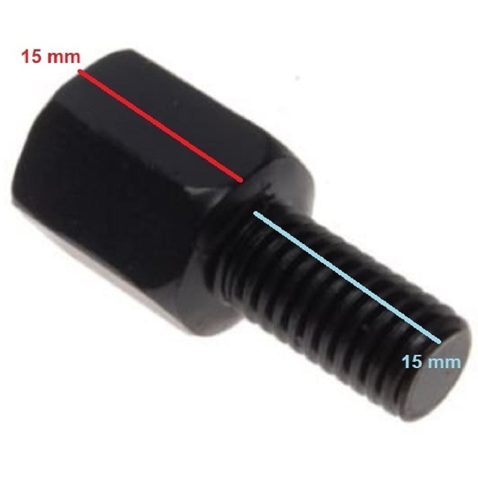 Spiegeladapter Spiegelarm Verlängerung 15 mm schwarz M10 Rechtsgewinde