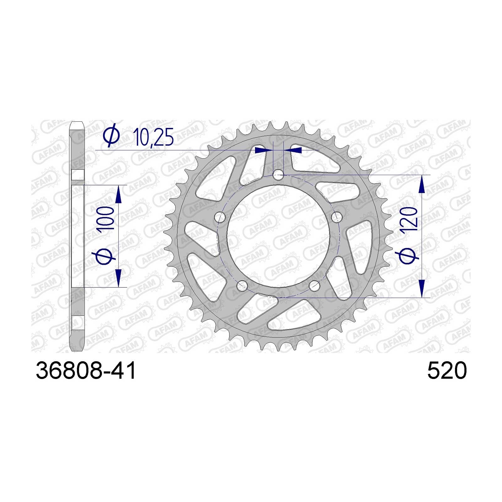 AFAM Kettenrad Teilung 520 41 Zähne Alu gun metal