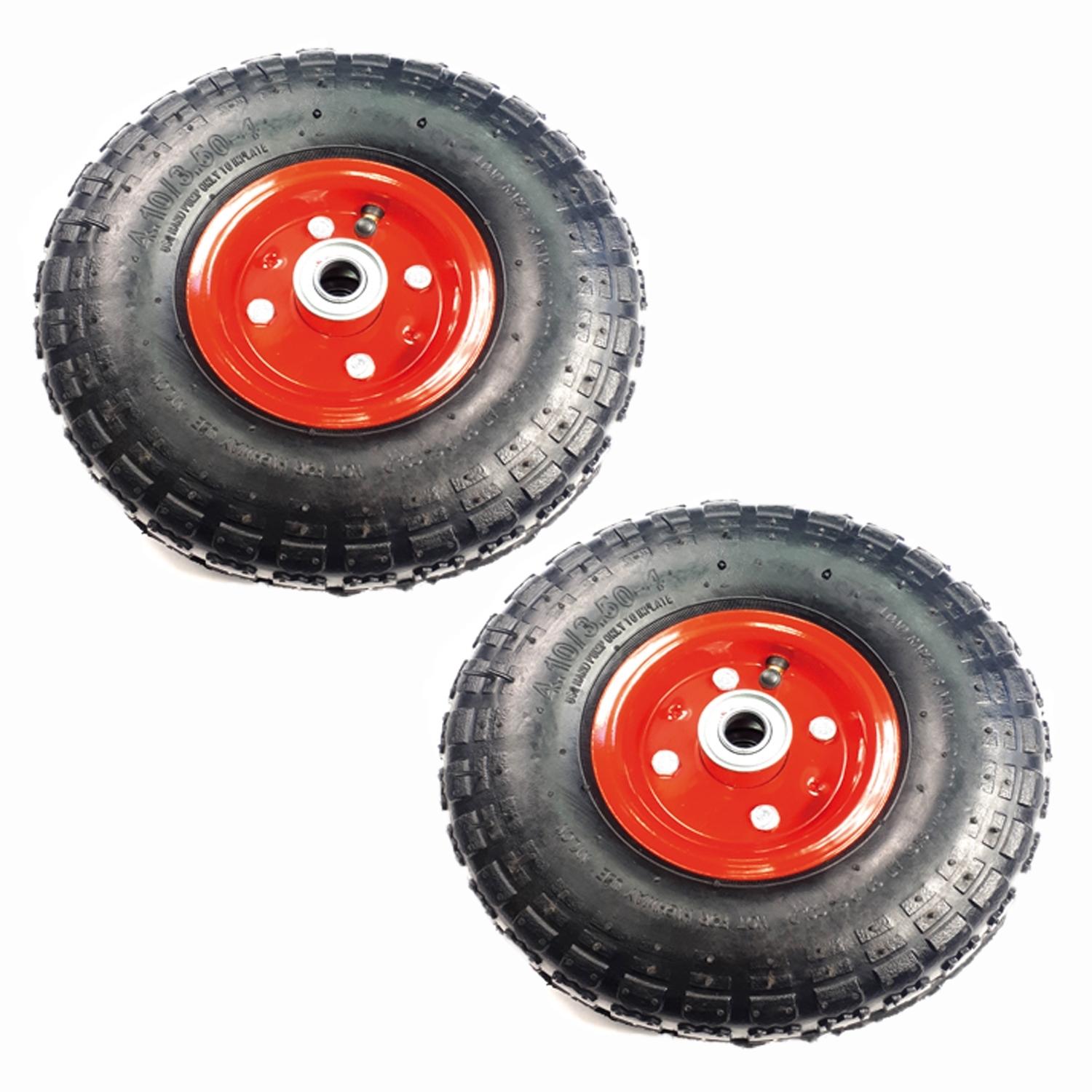 2x Sackkarrenrad 4.10/3.50-4 Reifen Sackkarre Ersatz-Rad Ø 260 mm