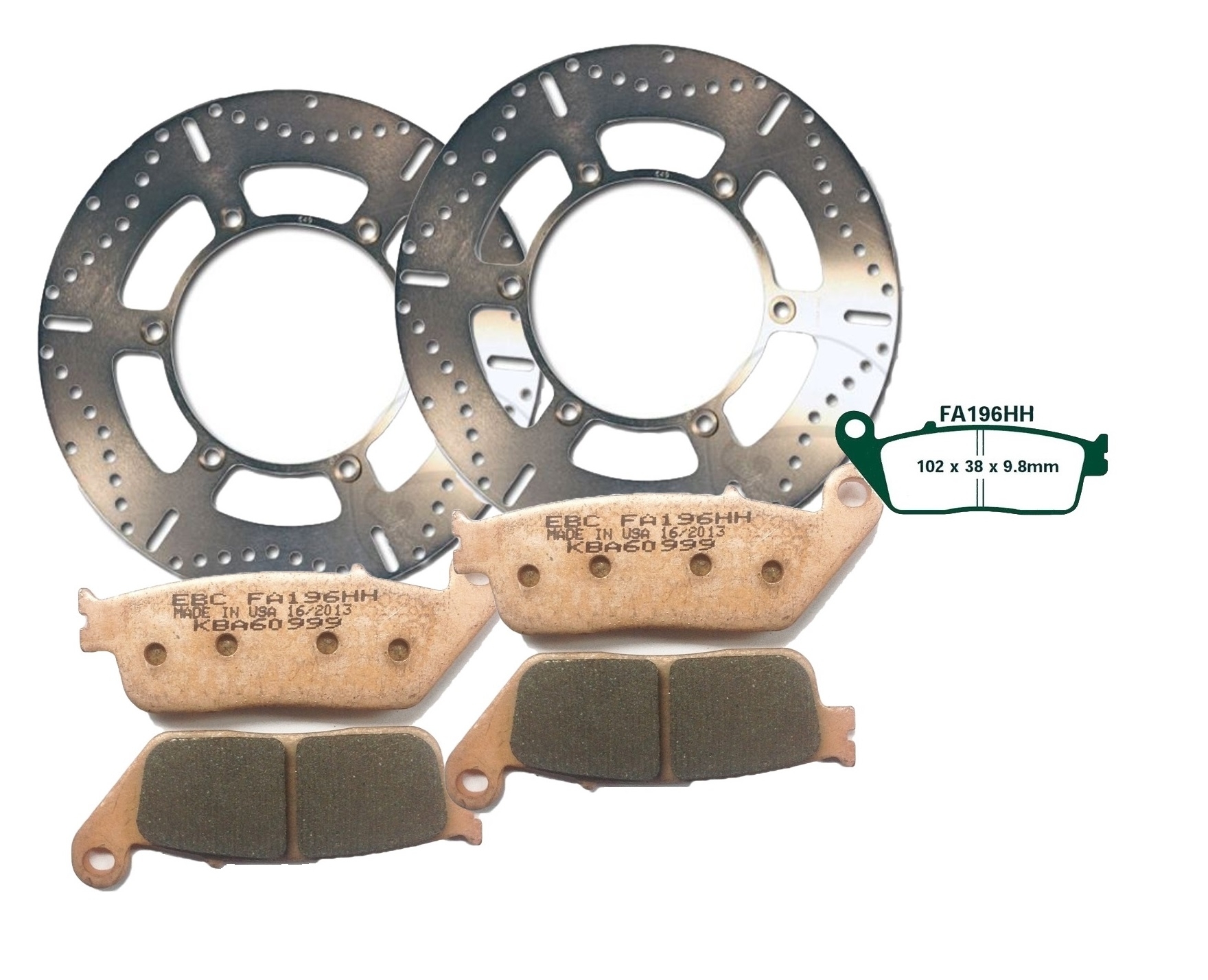 EBC Bremsen Set vorne 2x MD649 + 2x FA196HH Sintermetall Triumph