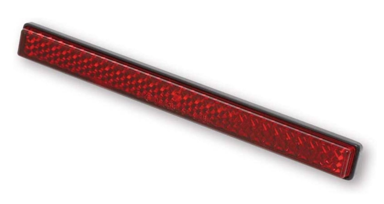 Highsider Roter Rückstrahler eckig mit M5 Gewindebolzen, E-geprüft, 123 x 12,5 mm