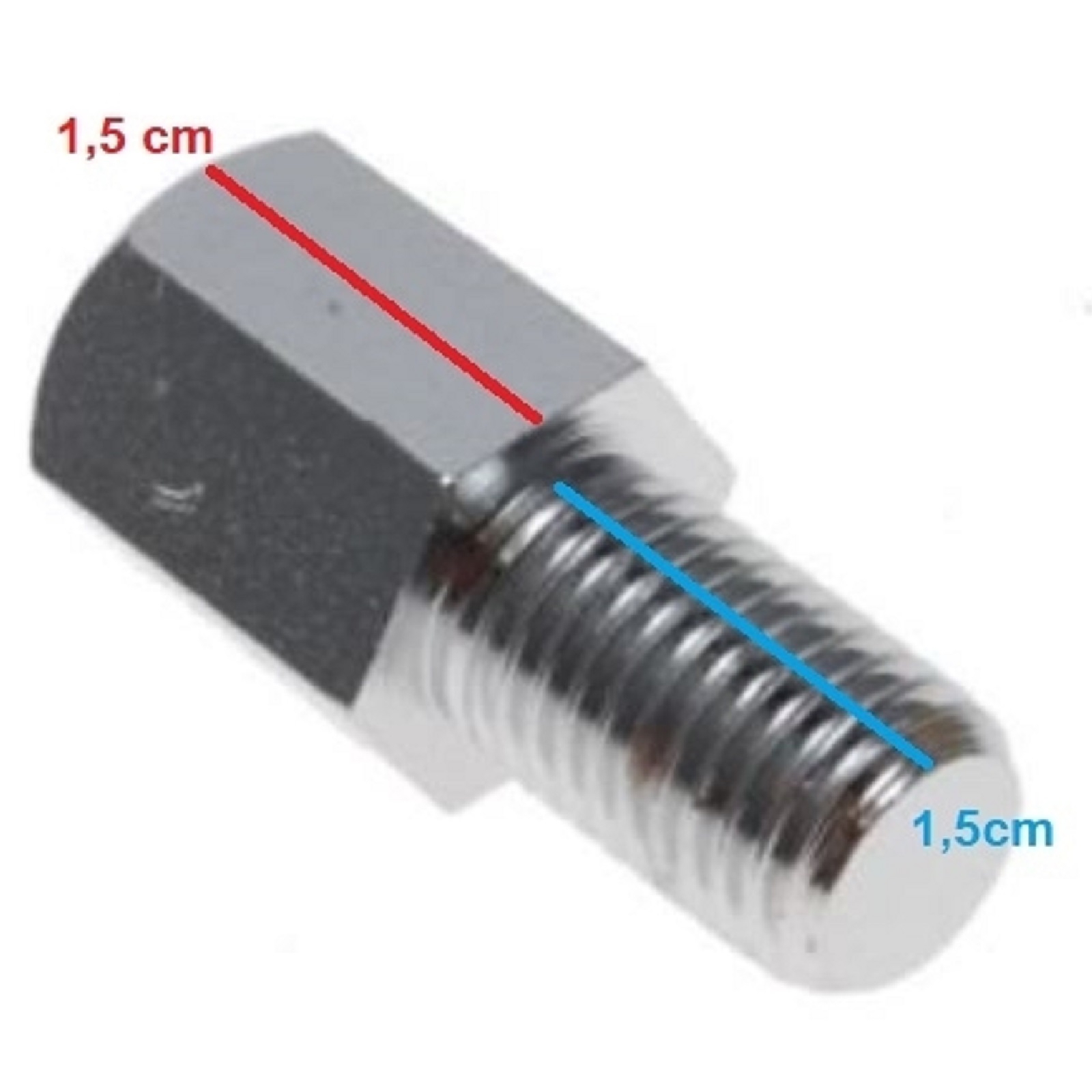 Spiegeladapter Spiegelarmverlängerung 15 mm chrom M10 Rechtsgewinde