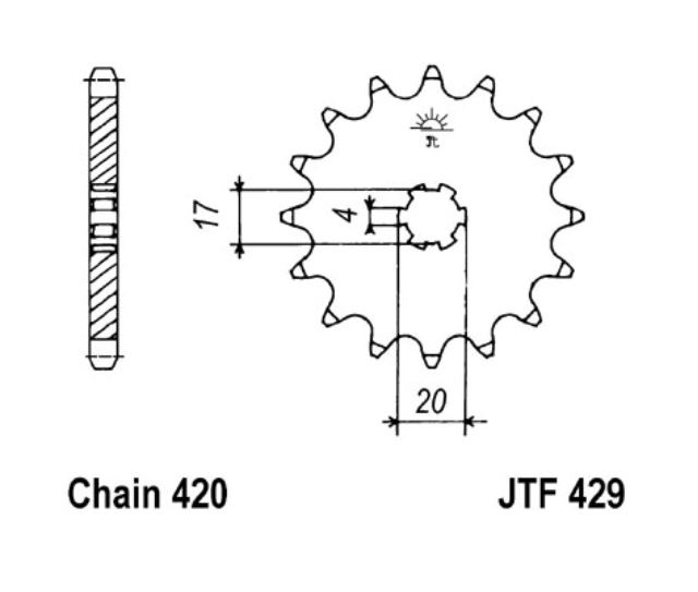 JT Ritzel 15 Zähne  Teilung 420  / 429.15