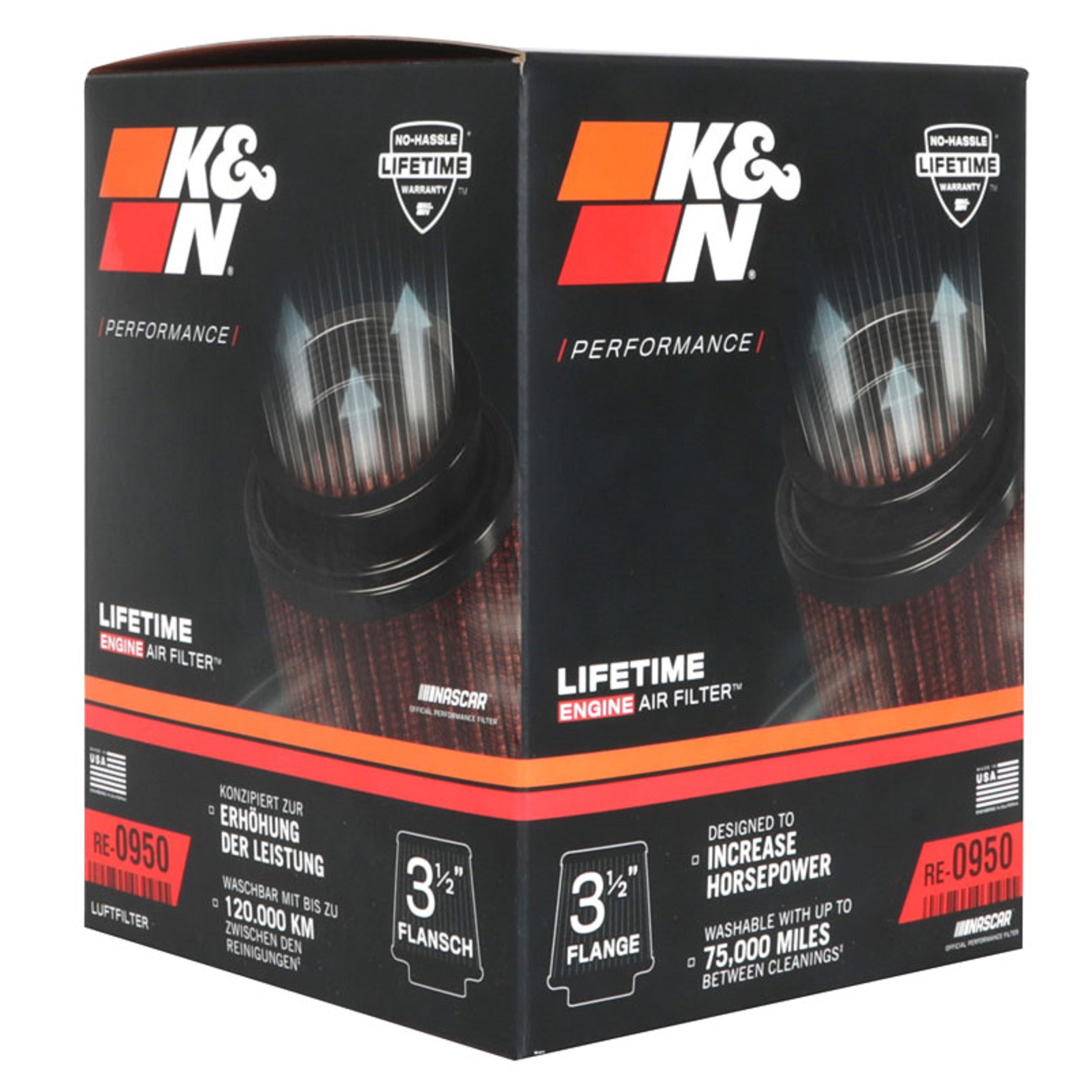 K&N Universalluftfilter Universeller Einsatz Auto Quad Motorrad Maschinen