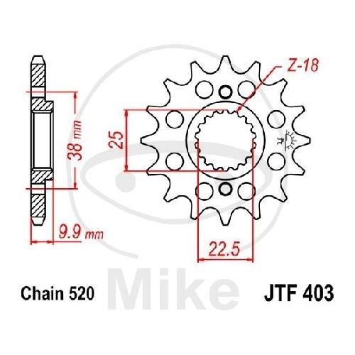 JT Ritzel 15 Zähne Teilung 520 JTF403.15 vorne für Husqvarna TC TE 449 ie TE 511 SMR 449 511 BMW G450X