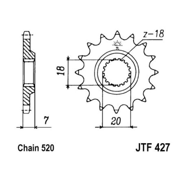 JT Ritzel 14 Zähne Teilung 520  / 427.14 JT Sprockets