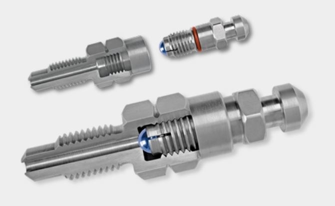 2x stahlbus Entlüfterschraube Entlüftungsventil 3/8 Zoll-24UNFx22 mm + Alukappen Blau