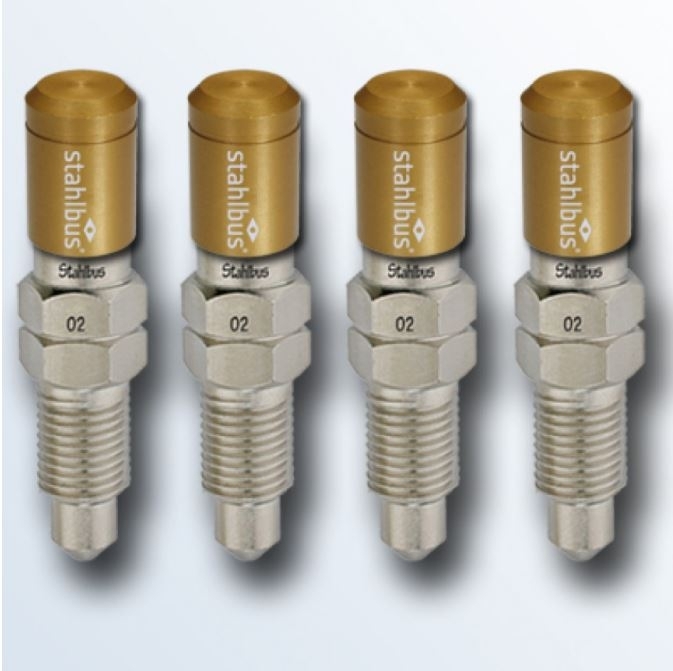 4x stahlbus Schnell-Entlüfterschraube Entlüftungsventil 3/8 Zoll-24UNFx16 + Alukappen Gold
