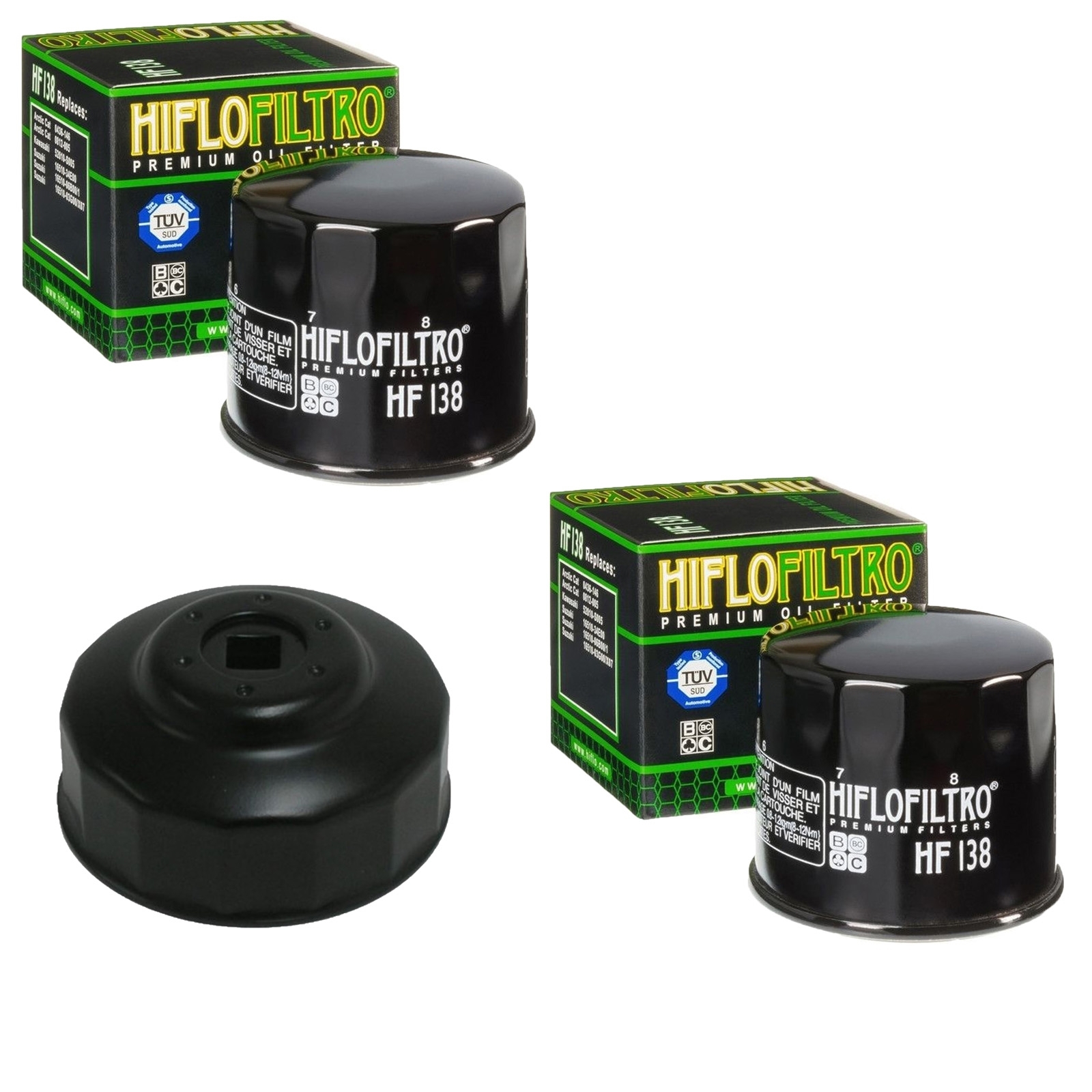 2x Hiflo Ölfilter für Suzuki GSF 600 1200 1250 AN DL Aprilia Cagiva Kawasaki Kymco Sachs +Ölfilterschlüssel