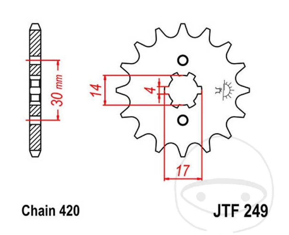 JT JTF249.15 Ritzel vorne 15 Zähne Teilung 420 für Honda AFS ANF C CRF Kawasaki AR KLX Suzuki DR-Z