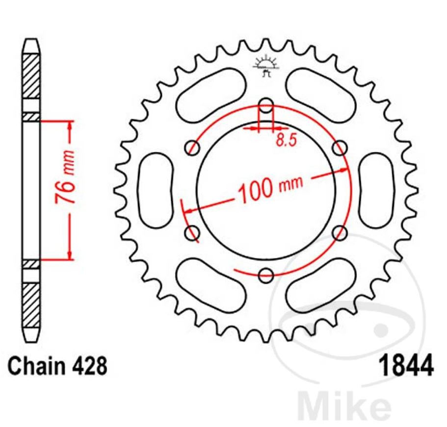 JT Kettenrad 48 Zähne 428 Teilung / R1844-48 JT Sprockets JTR1844.48