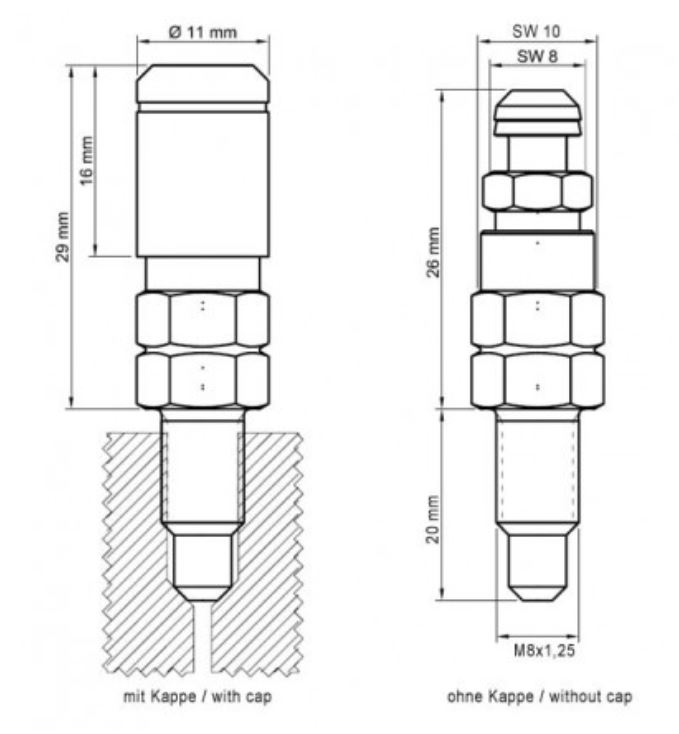 SB-110312 stahlbus Schnell-Entlüfterschraube Entlüftungsventil M8x1.25x20 mm