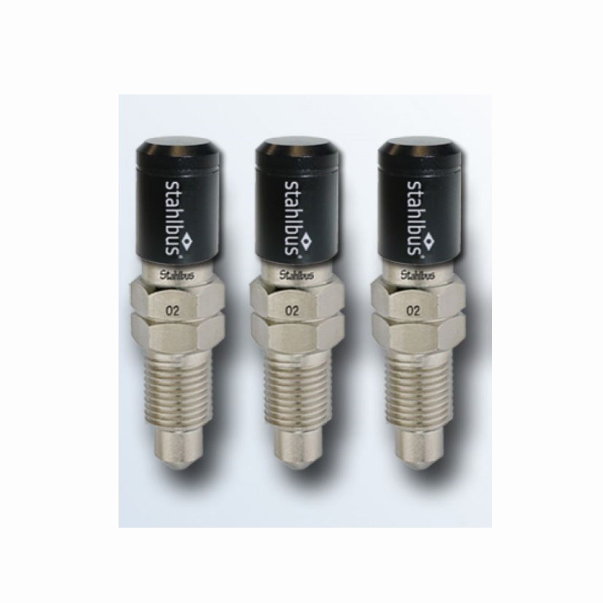 3x stahlbus Schnell-Entlüfterschraube Entlüftungsventil 3/8 Zoll-24UNFx16 + Alukappen Schwarz