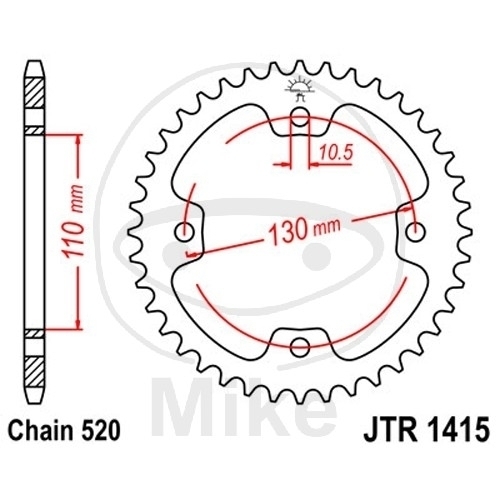 JT Kettenrad 37 Zähne Teilung 520 JTR1415.37 für Kawasaki KFX 450 R KSF 2008-14