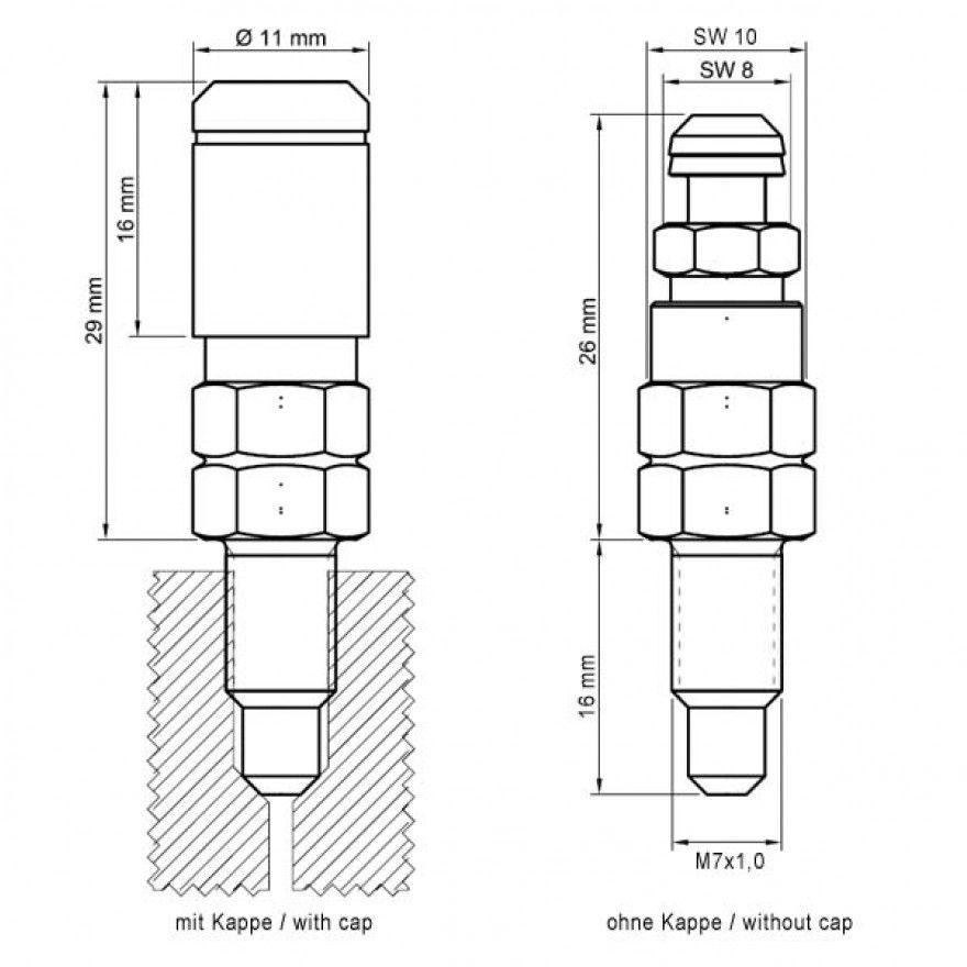2x stahlbus Schnell-Entlüfterschraube SB-110211 M7x1.0x16 +2 Abdeckkappen rot