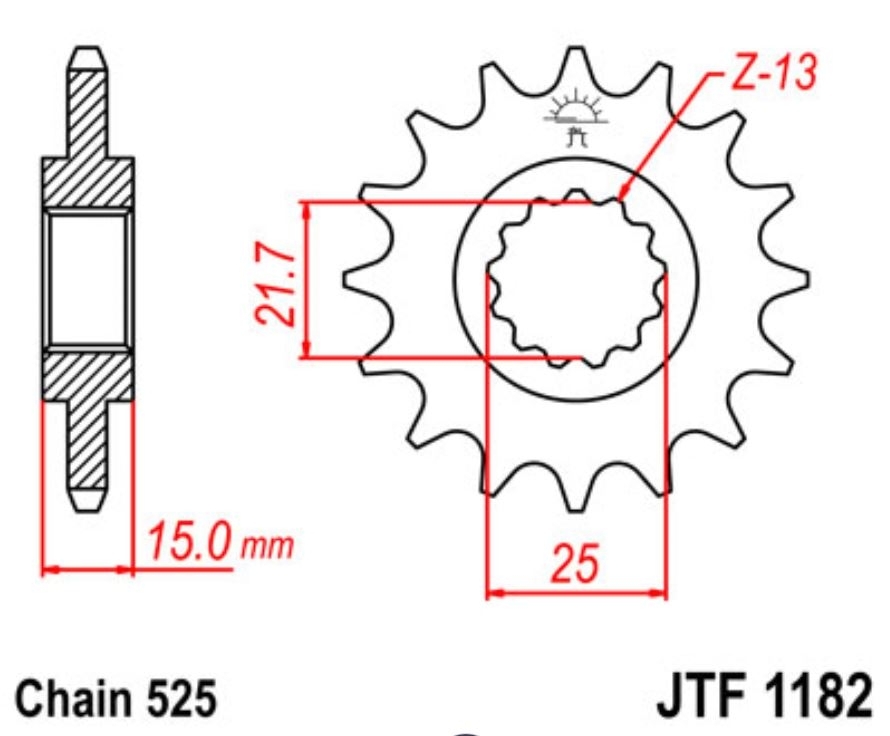 JT Ritzel 13Z Teilung 525 JT Sprockets JTF1182.13