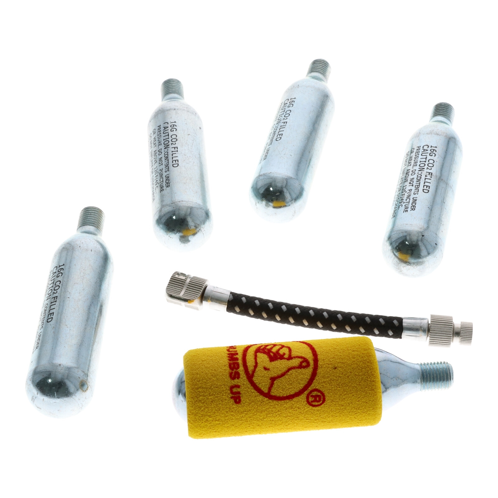 CO² Kartuschenpumpen-Set 5 Patronen mit Einfüllschlauch + Kälteschutz