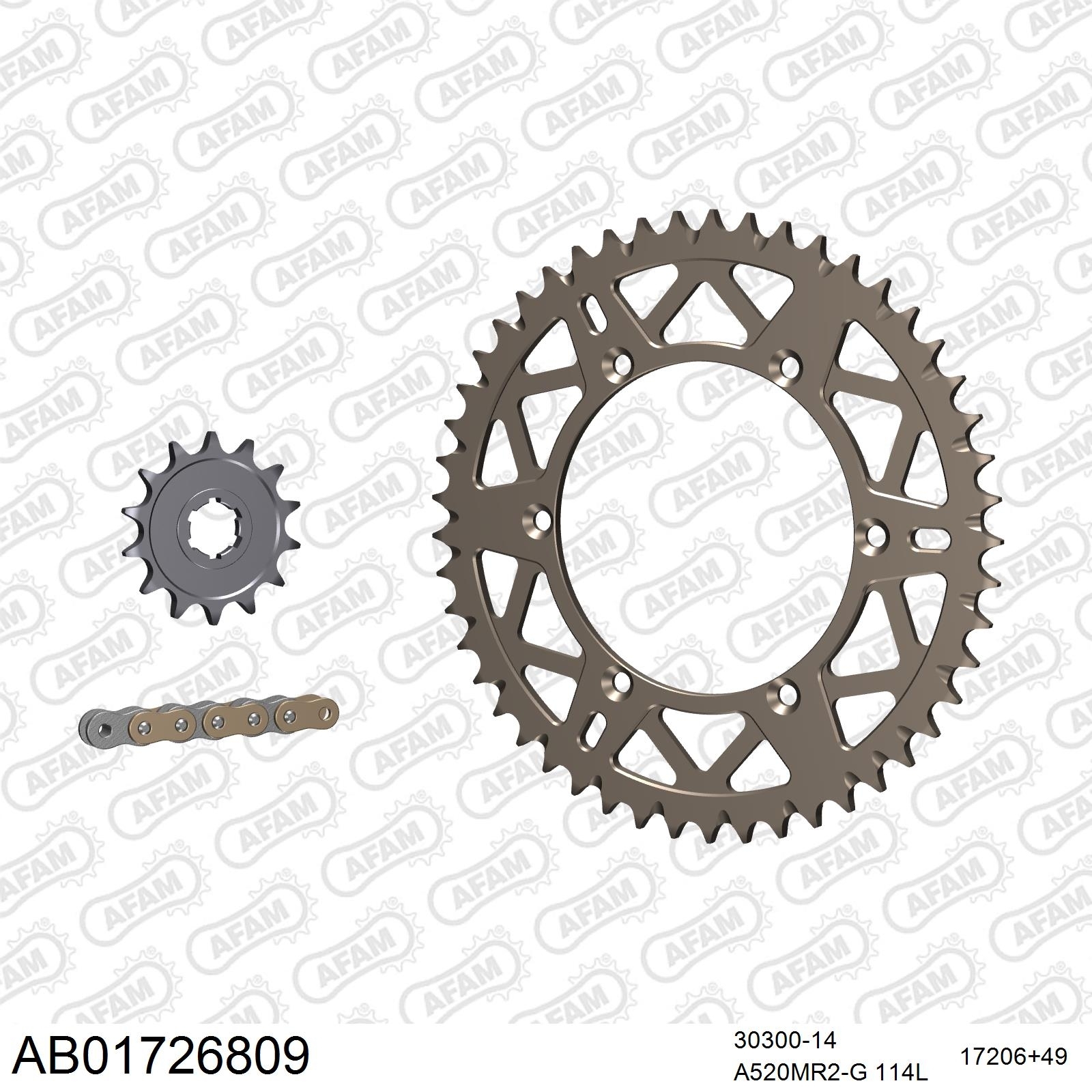 AFAM Kettensatz 520 golden 3498kg Alu selfclean für Kawasaki KX 250 K4K5 1997-1998
