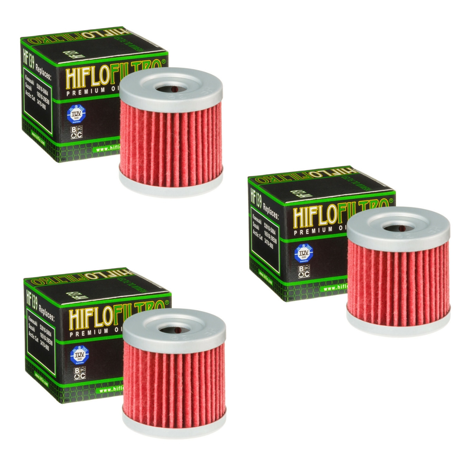 3x Hiflo HF139 Ölfilter für Suzuki DRZ 400 2001-2008 LTR 450 Kawasaki KFX 400 Arctic Cat DVX 400