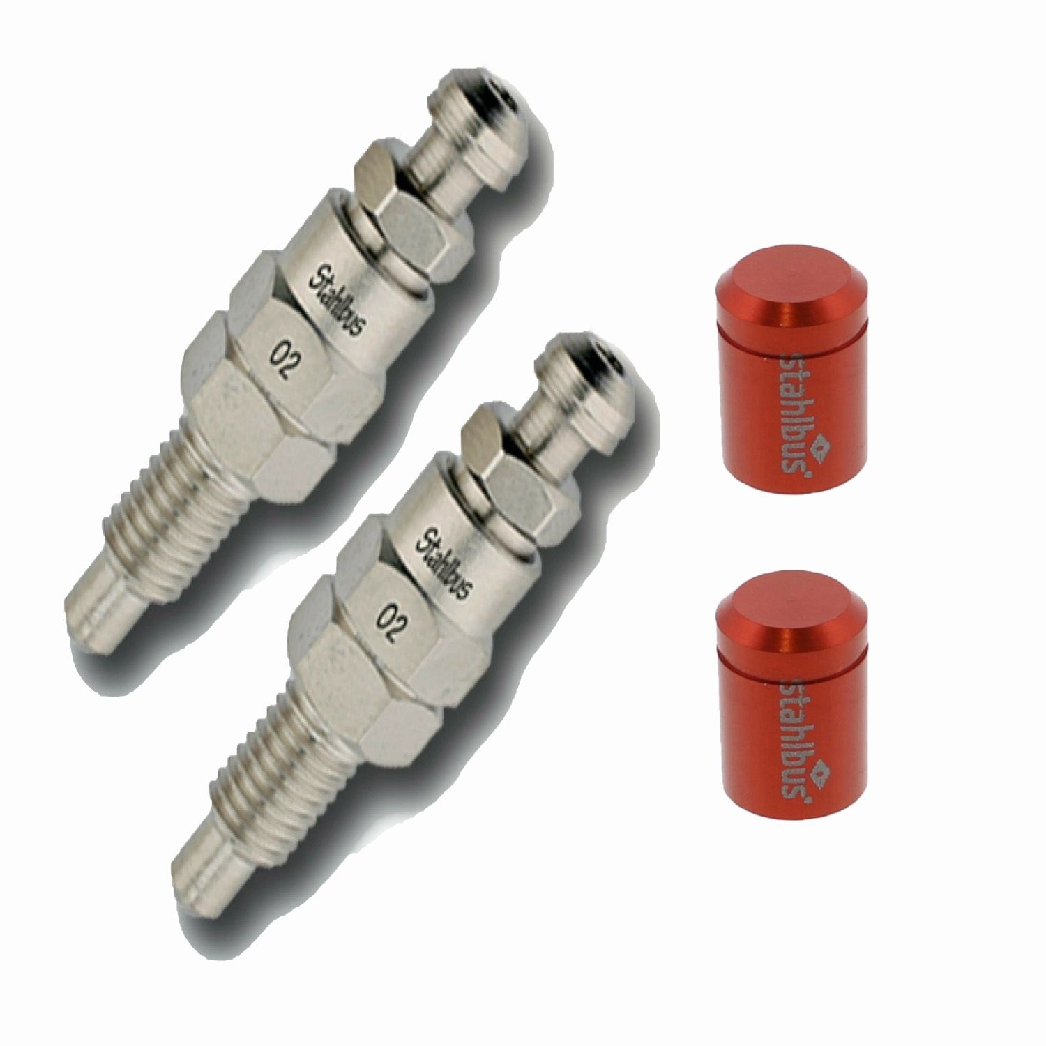2x stahlbus Schnell-Entlüfterschraube SB-110211 M7x1.0x16 +2 Abdeckkappen rot