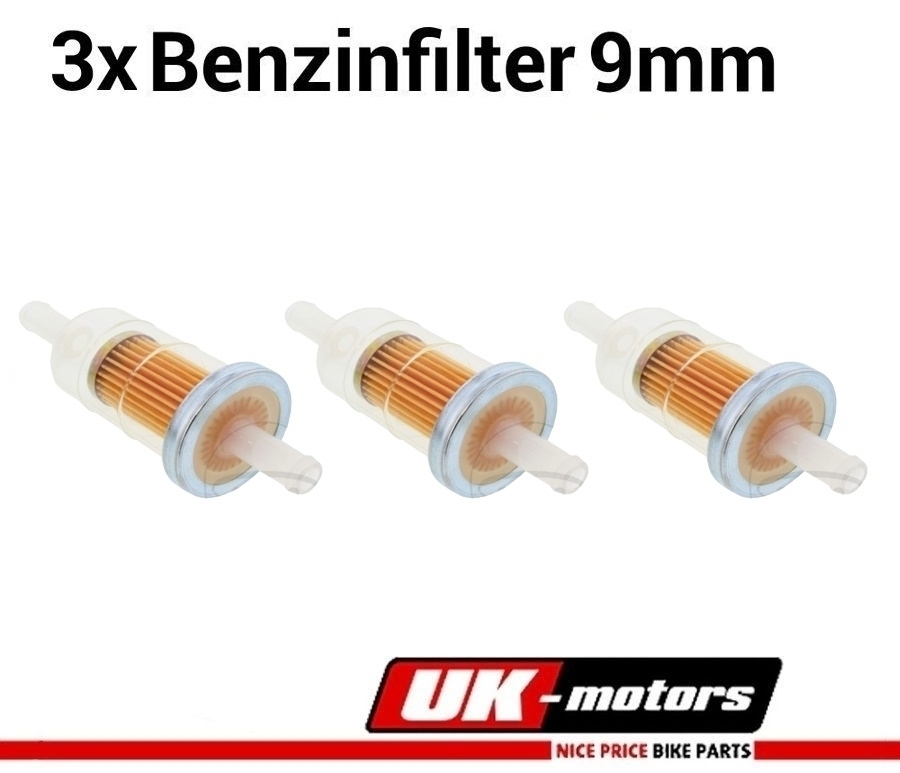 3x Kraftstofffilter 9mm für Kawasaki VN15 ZX10 ZX9R ZXR ZZR KFX700 Yamaha YZFR1 YZF