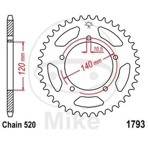 JT Kettenrad 45 Zähne 520 Teilung / R1793-45 JT Sprockets JTR1793.45
