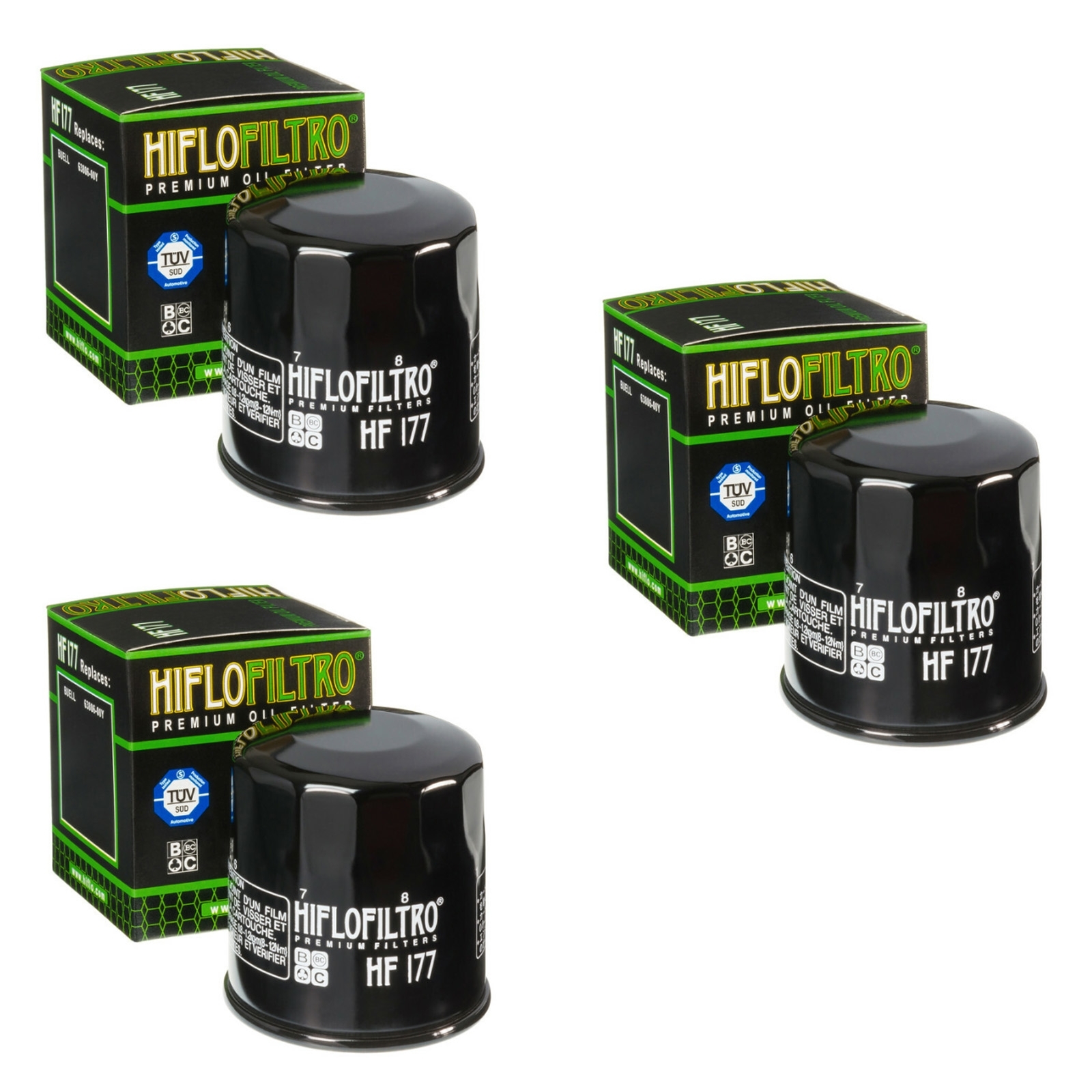 3x Hiflo HF177 Ölfilter für Buell XB12 R 1200 Firebolt XB12 S Lightning XB9SX XB9R XB12X