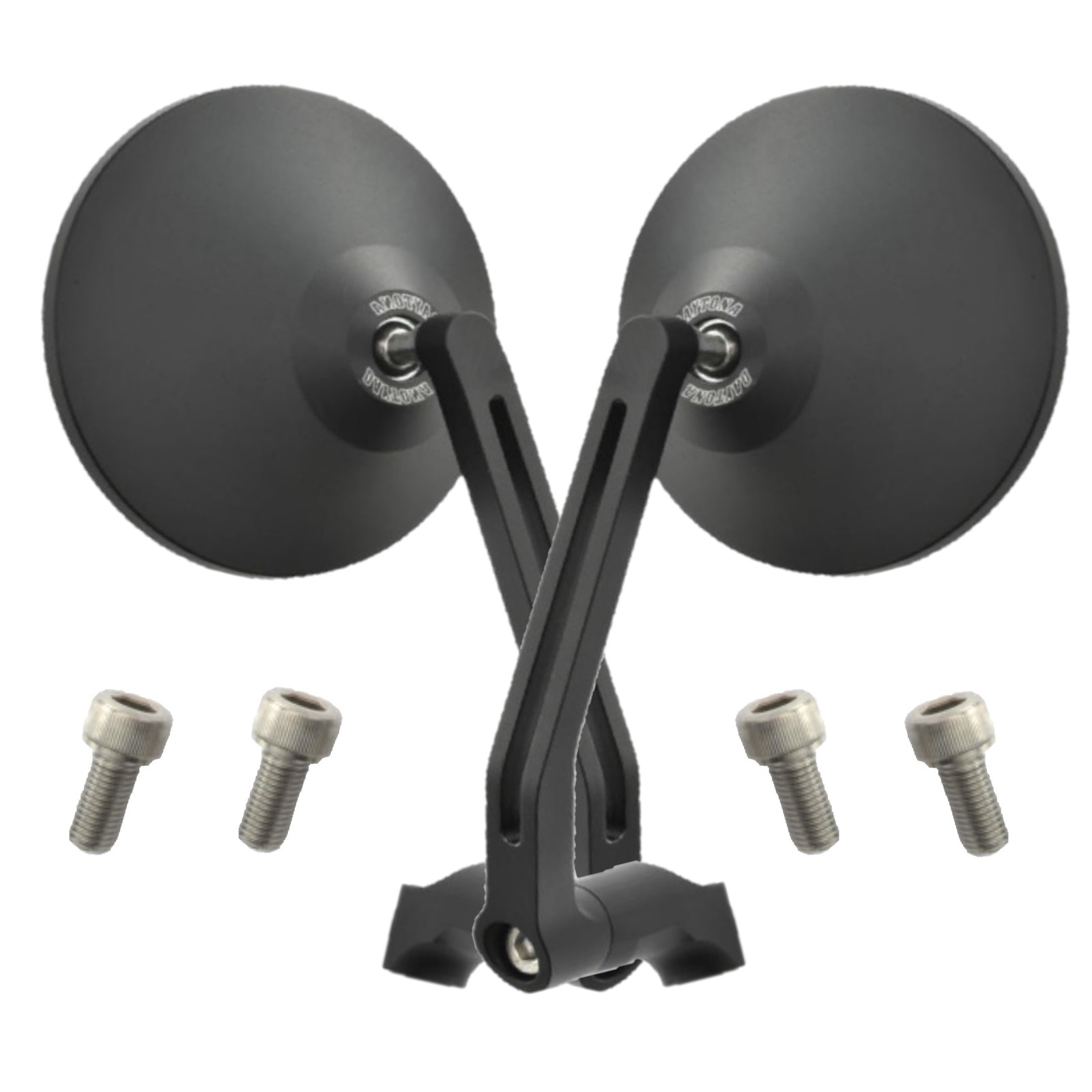 Spiegelpaar universell für viele Fahrzeuge aus Aluminium in schwarz mit M10 Gewinde Beidseitig montierbar