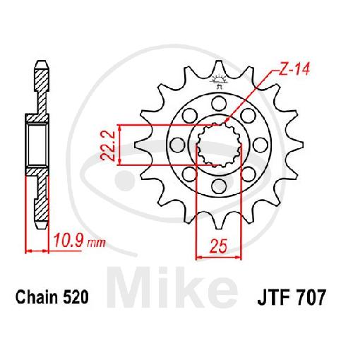 JT Ritzel RAC 14Z Teilung 520 JT Sprockets JTF707.14