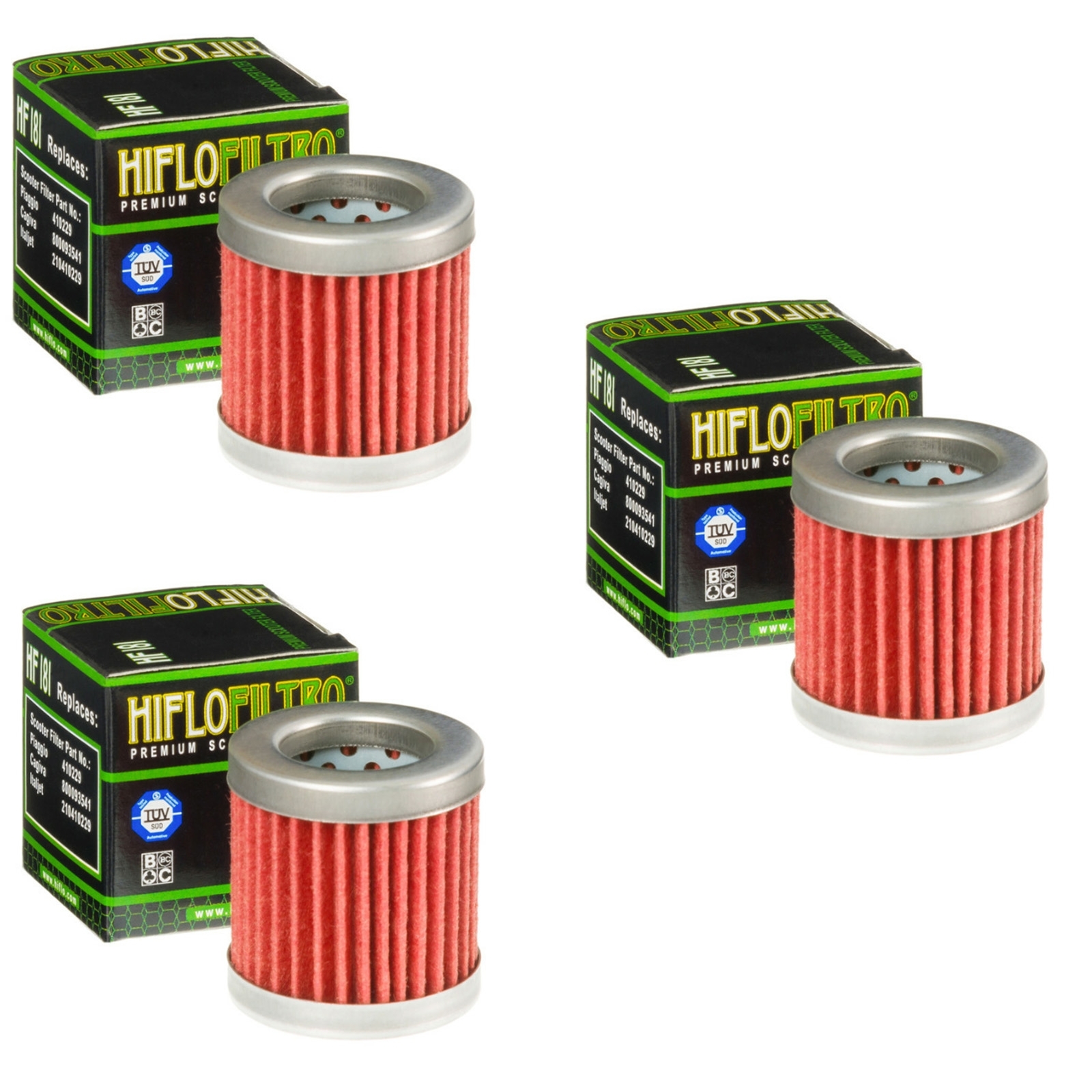 3x Hiflo HF181 Ölfilter für Aprilia Habana Italjet Piaggio Sfera Liberty Hexagon Vespa ET4 125