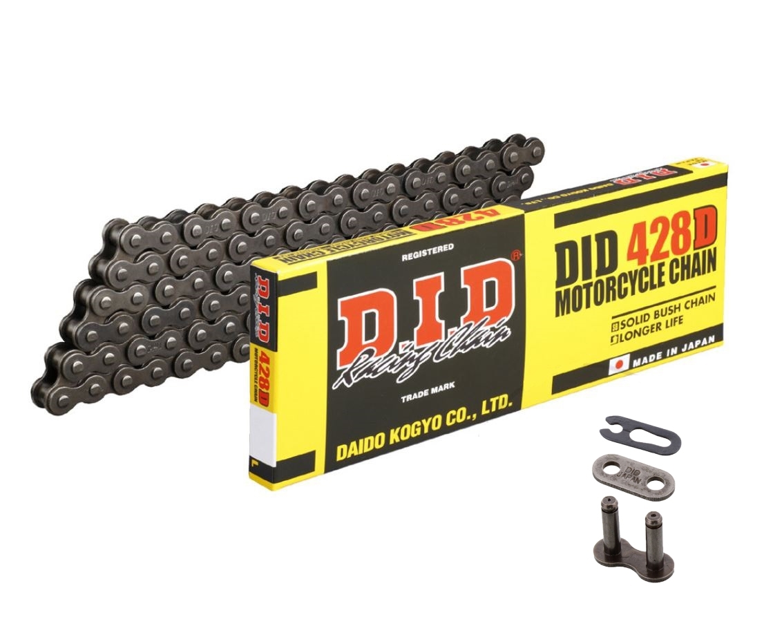DID 428D Motorrad Standard-Kette 428 Teilung 124 Glieder offen mit Clipschloss