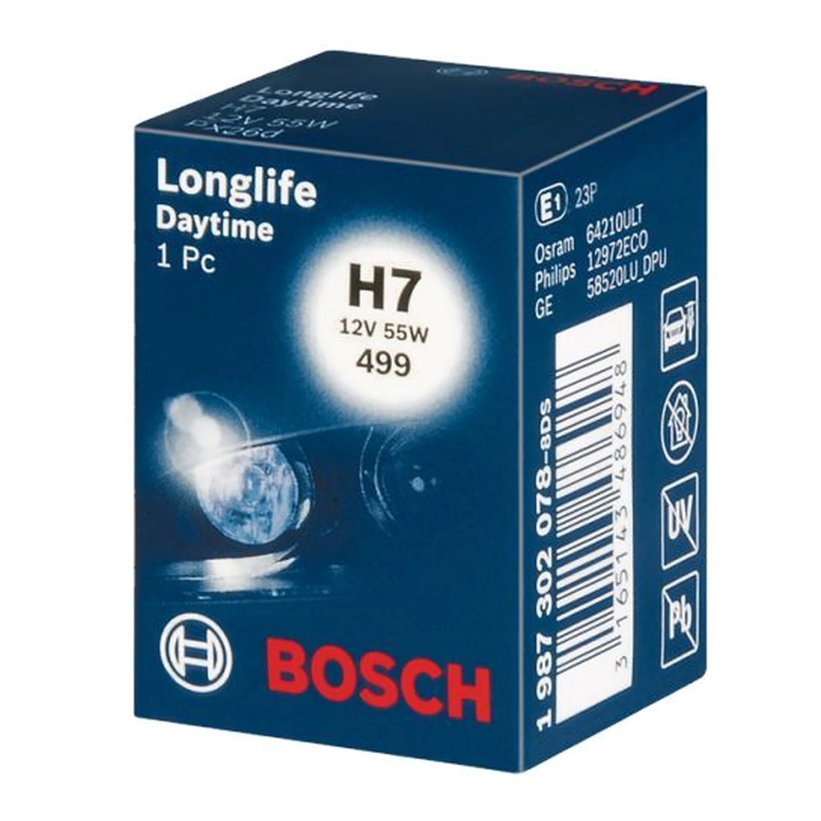 BOSCH 1987302078 H7 Longlife Halogenlampe 12V 55W für Scheinwerfer
