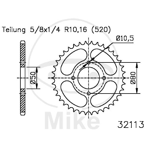 Esjot Kettenrad 32Z Teilung 520 schwarz für E-Ton EXL VXL CLX SYM Quad Lander