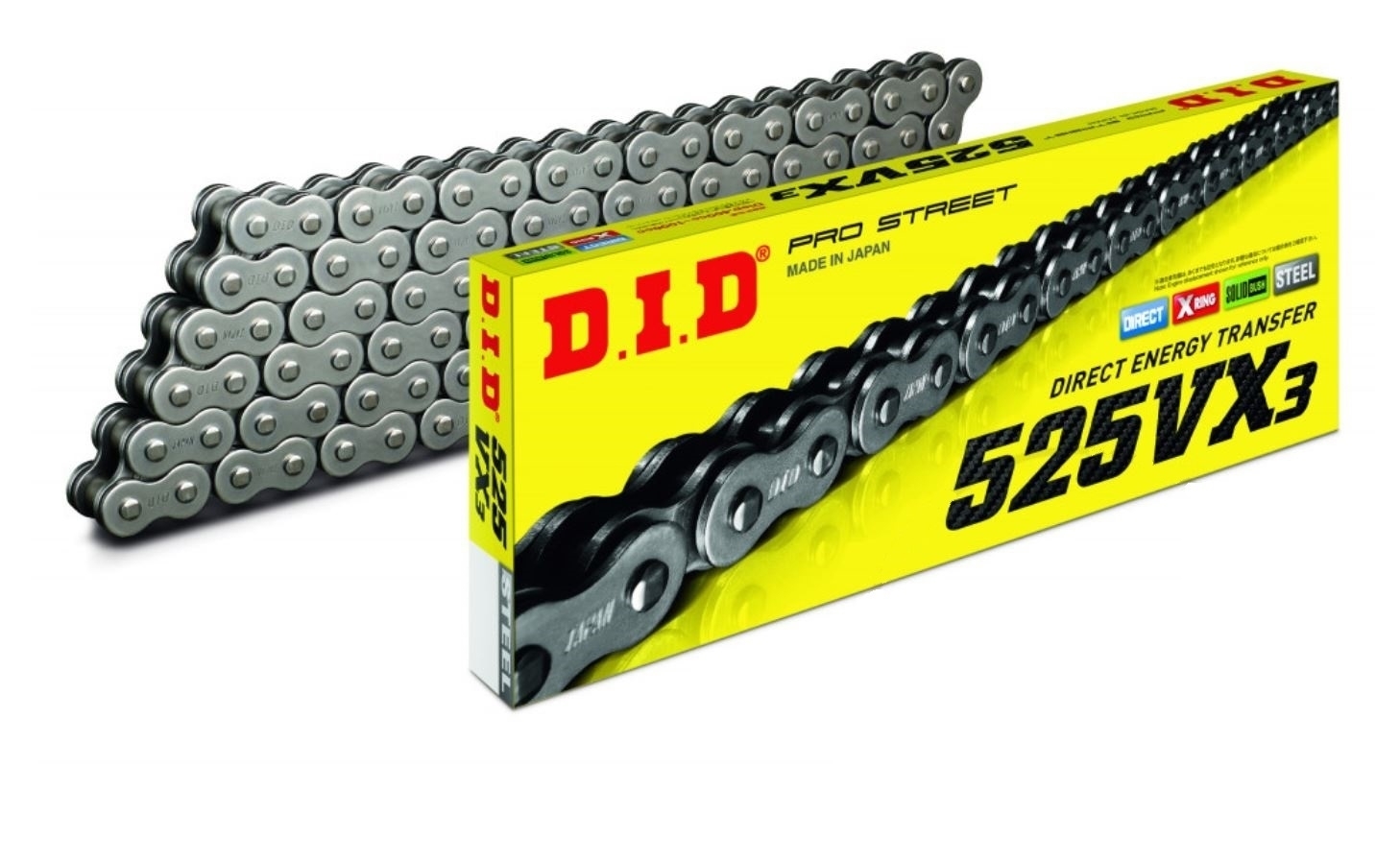 DID 525VX3 Motorrad X-Ringkette verstärkt 525 Teilung 110 Glieder endlos geschlossen