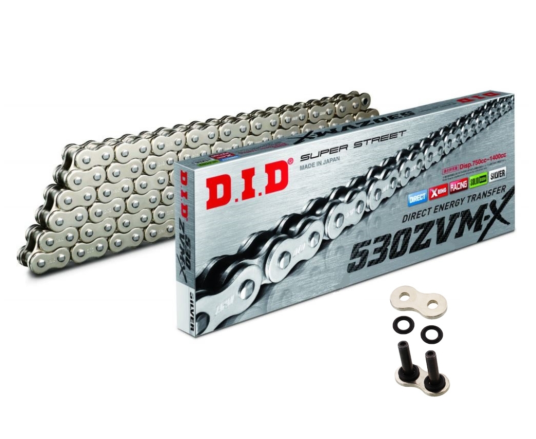 DID ZVMX S&S X-Ringkette verstärkt, silber 530 Teilung 120 Glieder +Nietschloss