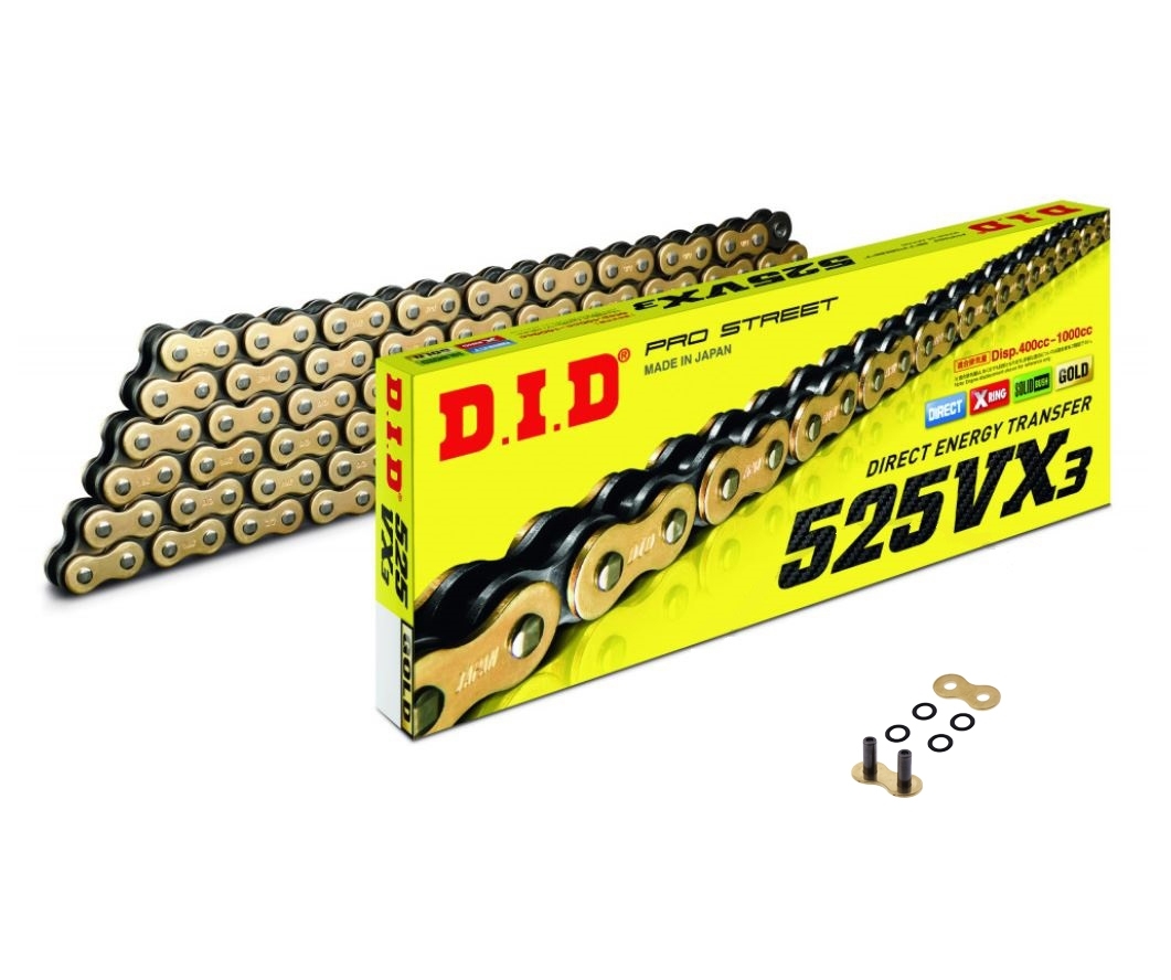 DID G&B525VX3 Motorrad X-Ringkette verstärkt 525 Teilung 108 Glieder +Nietschloss