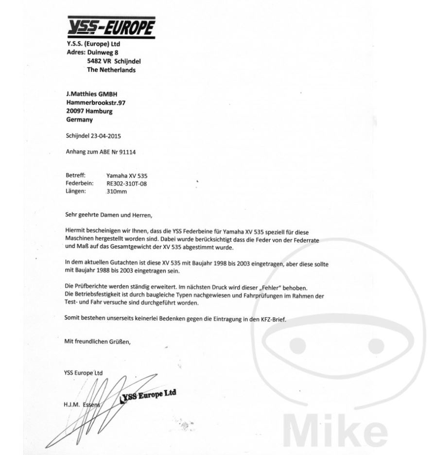 YSS RE302-310T-08-81 Stoßdämpfer Federbeine hinten für Yamaha Virago XV535 XV750 XV1100