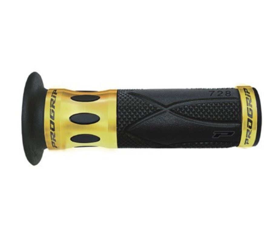 Progrip Roller Motorrad Griffgummis 728.11 schwarz / gold mit Aluring