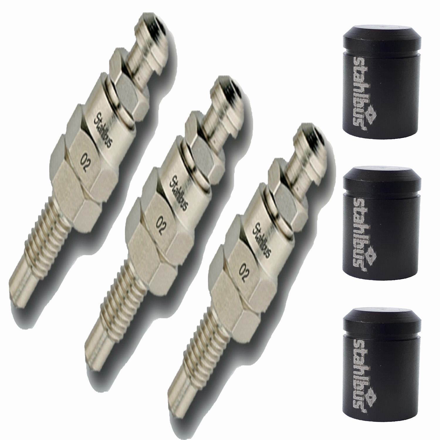 3x stahlbus Schnell-Entlüfterschraube Entlüfterventil M6x1.0x16mm + Alukappe Anthrazit