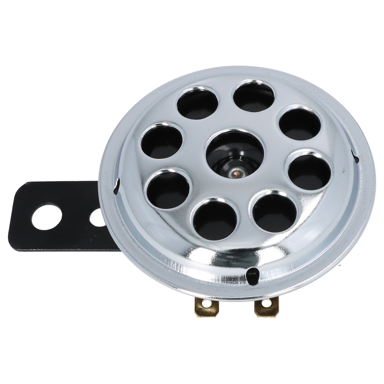 Universelle Motorrad Hupe aus Metall, chrom mit schwarzem Kern, 12 Volt, 71 mm 105db